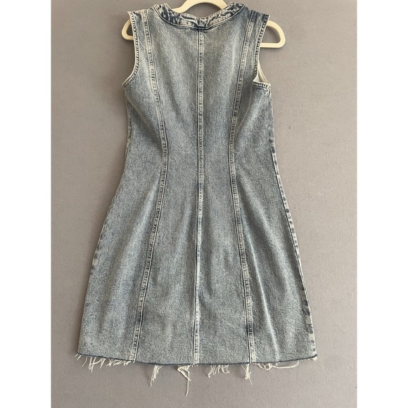 RAILS Women M Cascade Dress Strand Denim Frayed Hem Stretch Asymmetric‎ Button - Picture 10 of 13